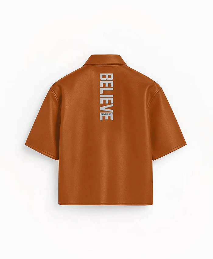 Buy Now Stegaro Oversized Brown Leather Shirt For Men And Women