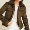 Buy Now Stella Kidd TV Series Chicago Fire Miranda Rae Mayo Green Suede Leather Jacket For Unisex