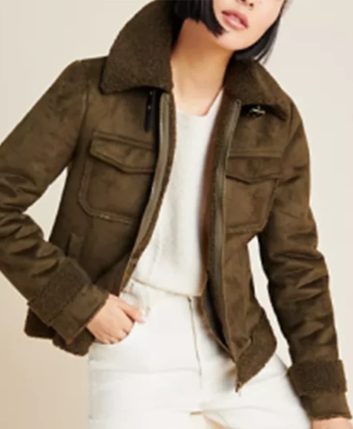 Buy Now Stella Kidd TV Series Chicago Fire Miranda Rae Mayo Green Suede Leather Jacket For Unisex