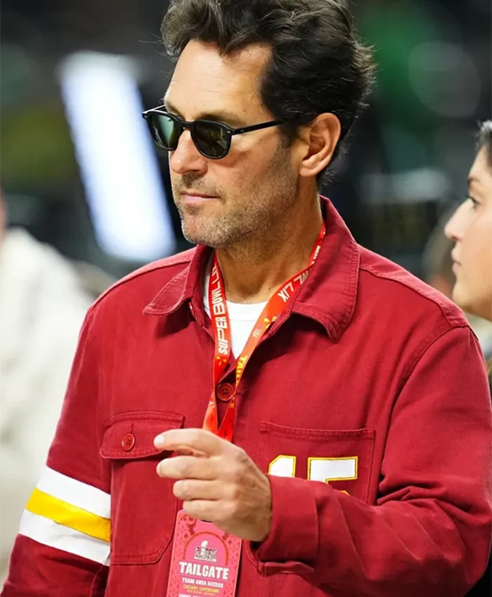 Buy Now Super Bowl LIX Paul Rudd 15 Red Cotton Jacket For Unisex