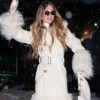 Buy Now Sydney Sweeney Fur Trimmed Burberry White Coat For Men And Women