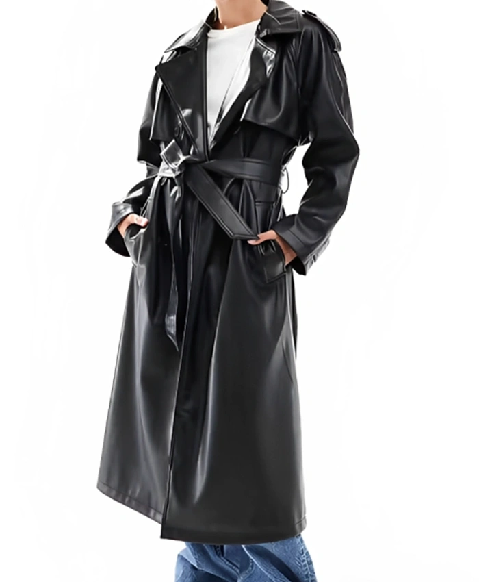 All the Queen’s Men S04 Racquel Palmer Black Leather Coat - Image 2