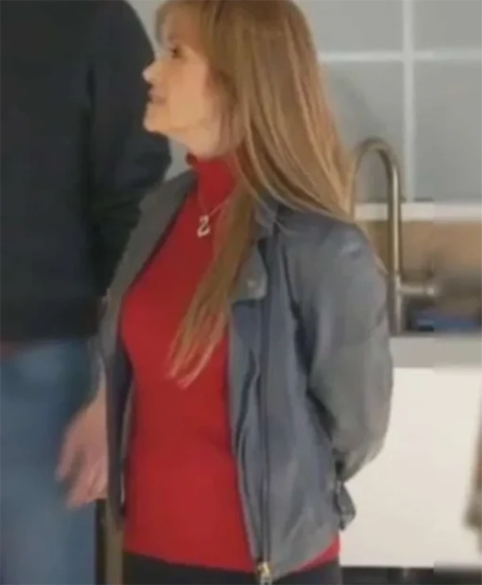 Celebrity IOU S10 Jane Seymour Blue Leather Jacket - Image 2
