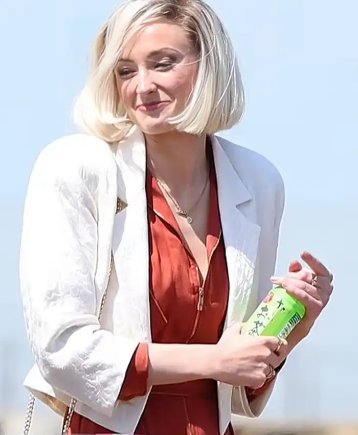 Buy Now TV Series Joan 2024 Sophie Turner White Cotton Jacket For Sale