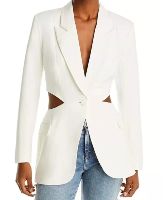 Buy Now TV Series Selling The City 2025 Abigail Godfrey White Cut Out Blazer For Unisex