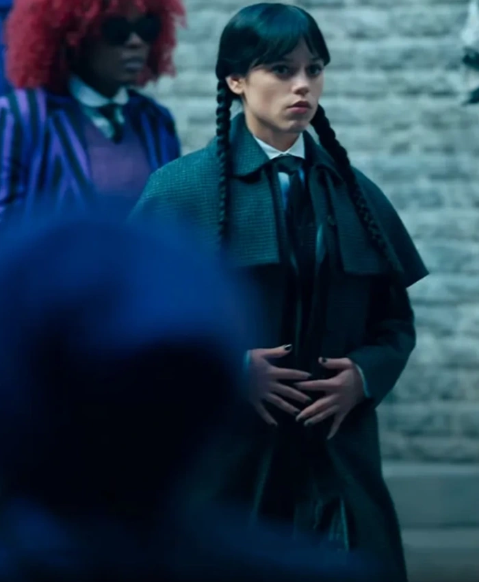 Alternative view of Wednesday S02 Jenna Ortega Coat