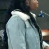 Buy Now Tabyana Ali TV Series General Hospital Trina Robinson Blue Denim Shearling Jacket For Unisex