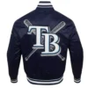 Buy Now Tampa Bay Rays Mashup Classic Rib Full Snap Navy Blue Varsity Jacket For Unisex