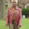 Buy Now The Madness Elena Powell Biker Pink Leather Jacket For Sale
