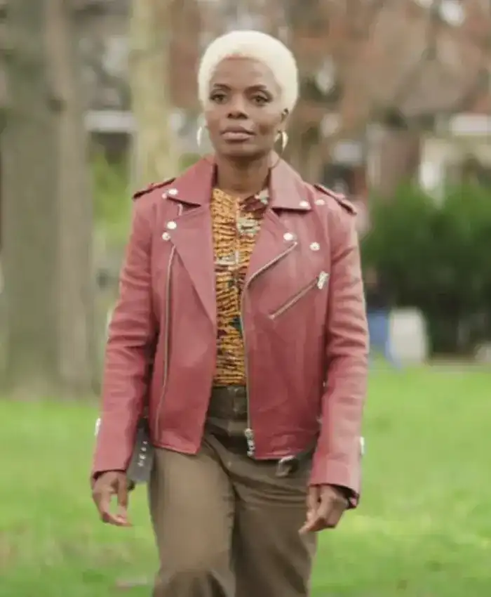 Buy Now The Madness Elena Powell Biker Pink Leather Jacket For Sale
