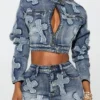 Buy Now The Masked Singer Season 13 Rita ORa Cross Blue Denim Cropped Jacket For Unisex