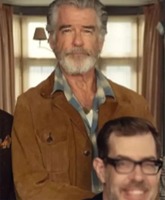 The Thursday Murder Club 2025 Pierce Brosnan Suede Leather Jacket - Image 2