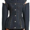 Buy Now The Traitors Season 03 Dolores Catania Lace Up Cut Out Blue Denim Jacket For Unisex