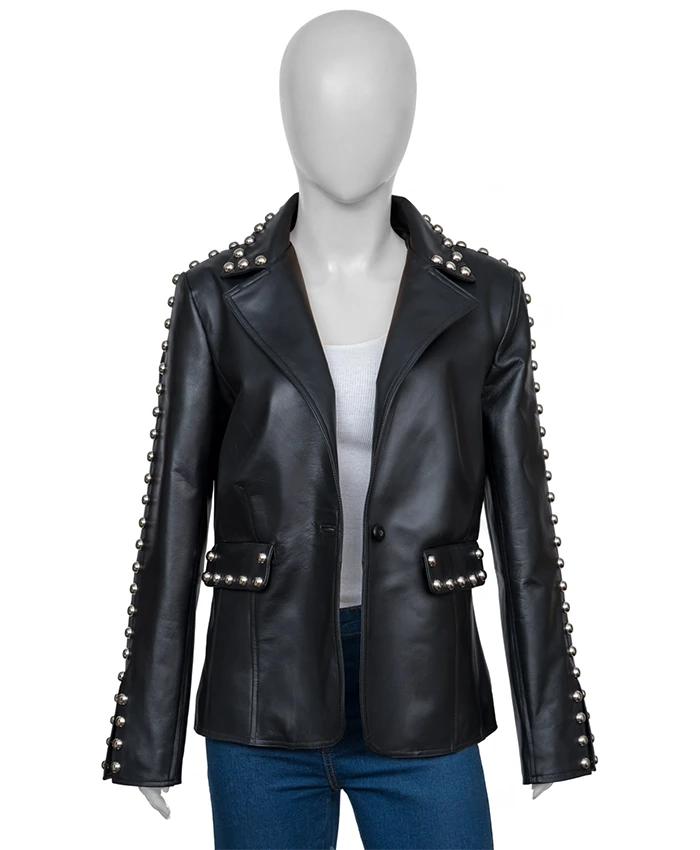 Buy Now The Voice Reba Mcentire Black Studded Leather Jacket For Men And Women