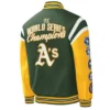 Buy Now Title Holder Oakland Athletics Full Snap Green And Yellow Varsity Jacket For Unisex