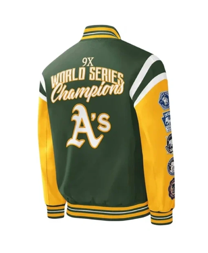 Buy Now Title Holder Oakland Athletics Full Snap Green And Yellow Varsity Jacket For Unisex