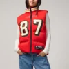 Buy Now Travis Kelce Kansas City Chiefs OFF Season X NFL Player Red Puffer Vest For Unisex