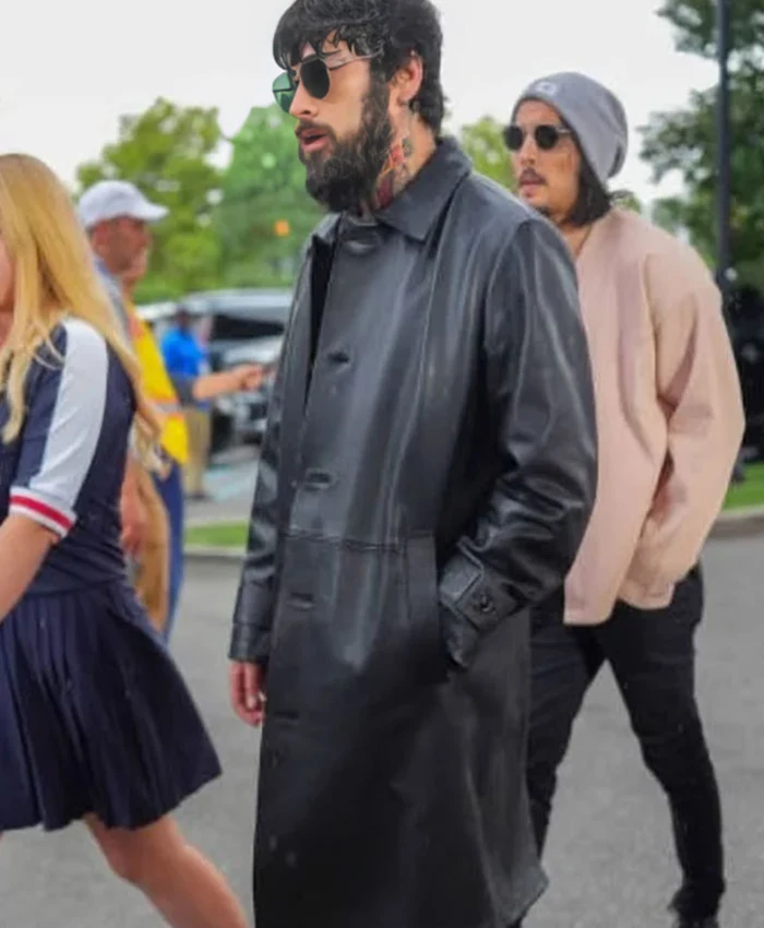 Buy Now Us Open 2024 Zayn Malik Black Leather Trench Coat For Men And Women