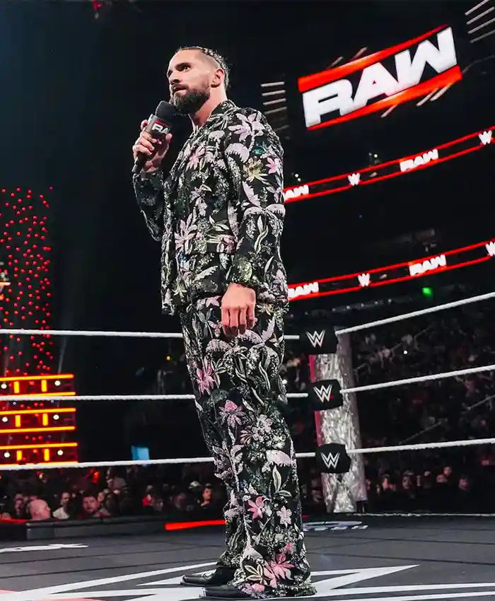 Buy Now WWE Monday Night RAW 2025 Seth Seth Rollins Floral Sequin Suit For Unisex