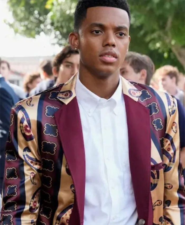 Buy Now Will Smith TV Series Bel Air Season 02 Jabari Banks Maroon Printed Blazer For Unisex