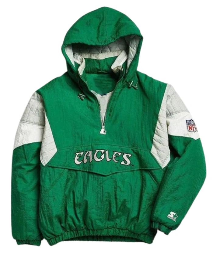 Buy Philadelphia Eagles 80s Green Half Zip Pullover Anorak Jacket