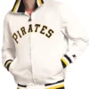 Buy Pittsburgh Pirates The Captain Full Zip Varsity White Satin Jacket
