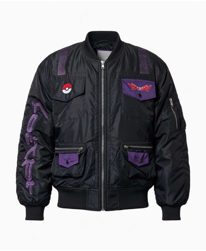 Buy Pokemon Master Ball Black Satin Bomber Jacket