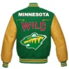 Buy Raymond Minnesota Wild Green And Yellow Varsity Jacket For Men And Women