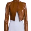 Buy Real Housewives Of Salt Lake City Lisa Barlow Brown Leather Cropped Jacket For Unisex