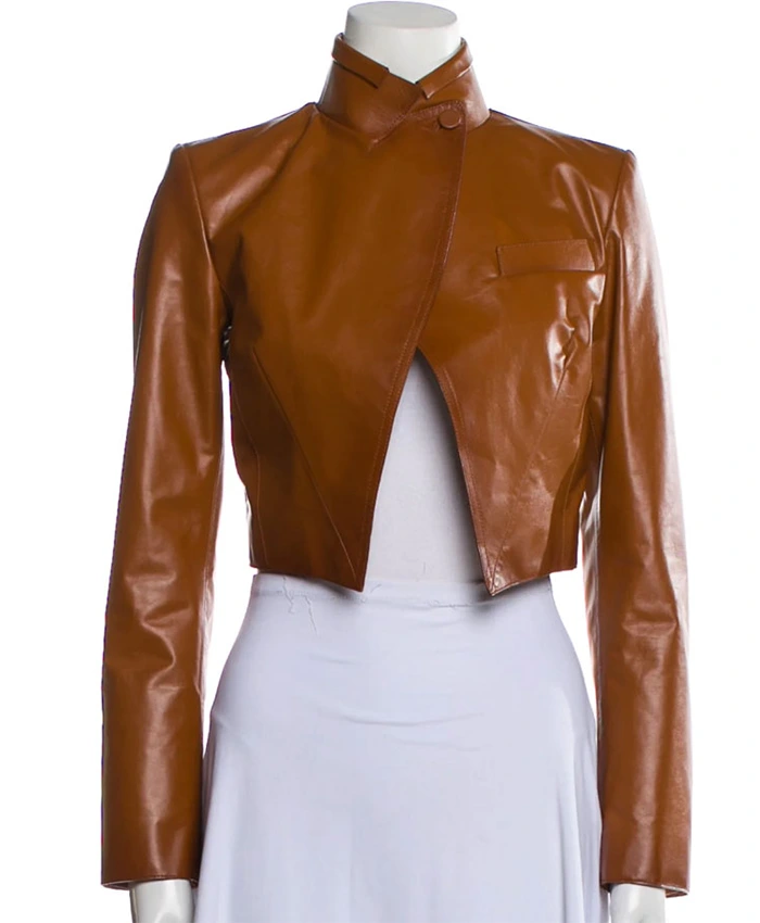 Buy Real Housewives Of Salt Lake City Lisa Barlow Brown Leather Cropped Jacket For Unisex