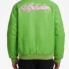 Buy Sp5der Debossed Web Green Leather Jacket