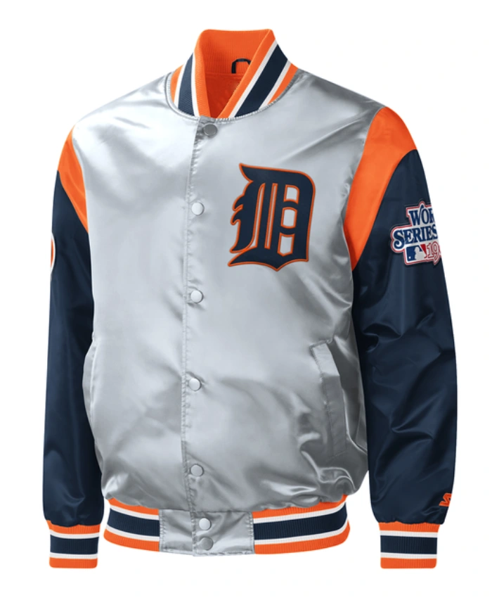 Buy Starter Gray Detroit Tigers Satin Varsity Jacket