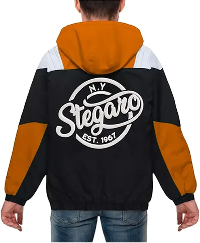 Buy Stegaro Black And Orange Half Zip Up Hooded Jacket For Men And Women