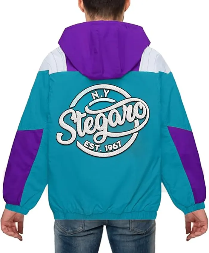 Buy Stegaro Purple And Blue Half Zip Up Hooded Jacket For Men And Women 1