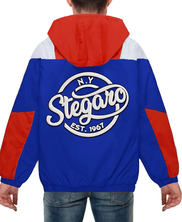 Buy Stegaro Purple And Blue Half Zip Up Hooded Jacket For Men And Women 2