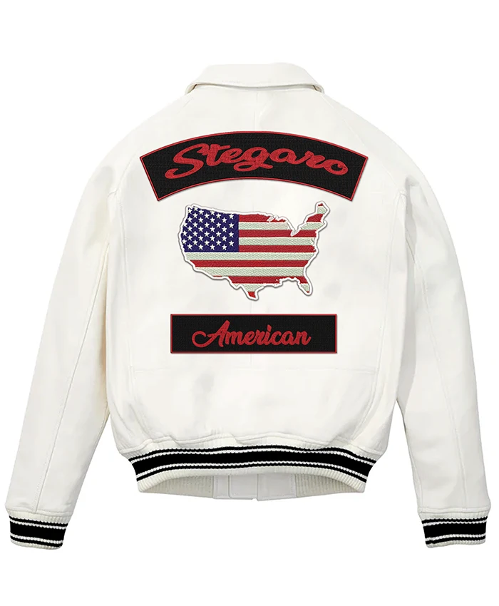 Buy Stegaro White Bomber Leather Jacket For Men And Women 1