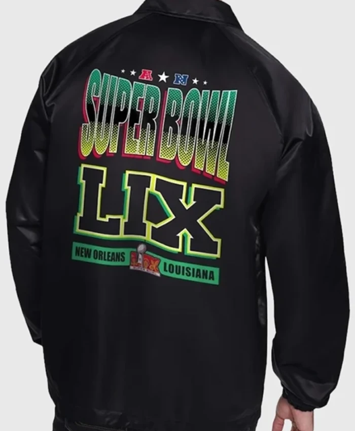 Buy Super Bowl LIX 2025 Starter Black Coaches Letterman Varsity Jacket For Unisex