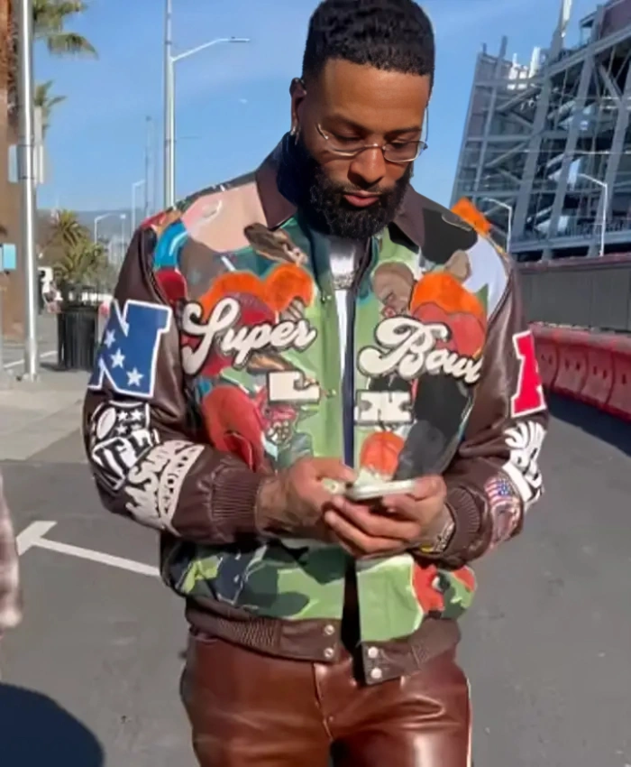 Buy Super Bowl LX 2026 Odell Beckham Jr Leather Bomber Jacket