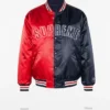 Buy Supreme Collection SS26 Red And Navy Satin Varsity Jacket