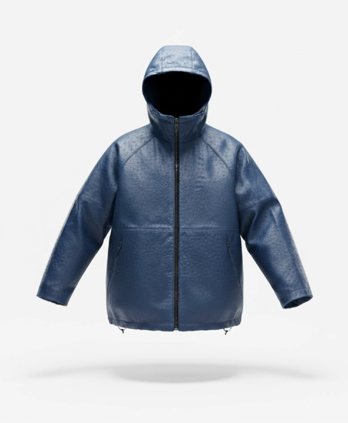 Buy Supreme Gore Tex SS26 Blue Leather Hooded Jacket For Men And Women