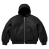 Buy Supreme Schott Hooded Shearling Work Black Leather Jacket