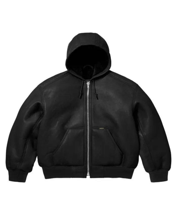 Buy Supreme Schott Hooded Shearling Work Black Leather Jacket