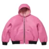 Buy Supreme Schott Hooded Shearling Work Pink Leather Jacket