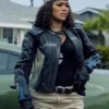 Buy Teyana Taylor Film The RIP 2026 Black Racing Leather Jacket For Sale