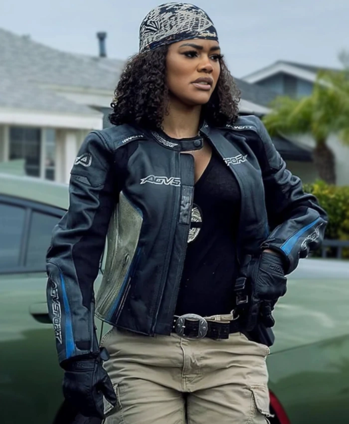 Buy Teyana Taylor Film The RIP 2026 Black Racing Leather Jacket For Sale
