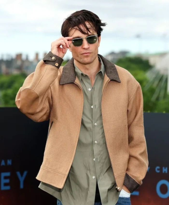 Buy The Odyssey Photocall Robert Pattinson Tan Wool Jacket