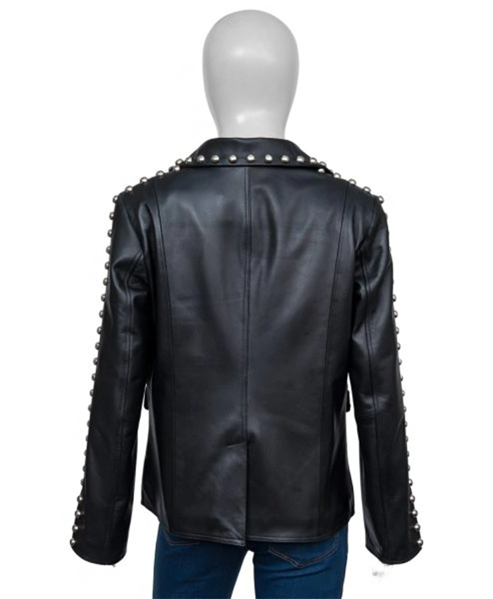 Buy The Voice Reba Mcentire Black Studded Leather Jacket For Unisex