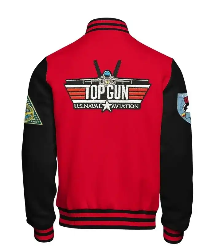 Buy Top Gun Red And Black Letterman Varsity Jacket For Men And Women