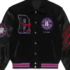 Buy Toronto Raptors Black Letterman Bomber Jacket