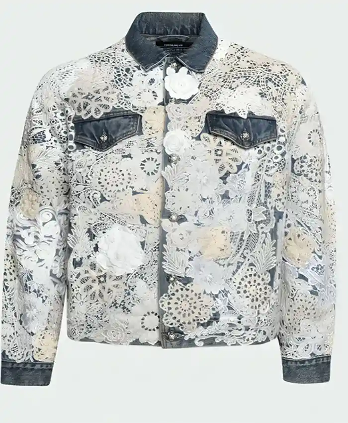 Buy Travis Kelce Poetic Lust Blue And White Denim Jacket For Men And Women